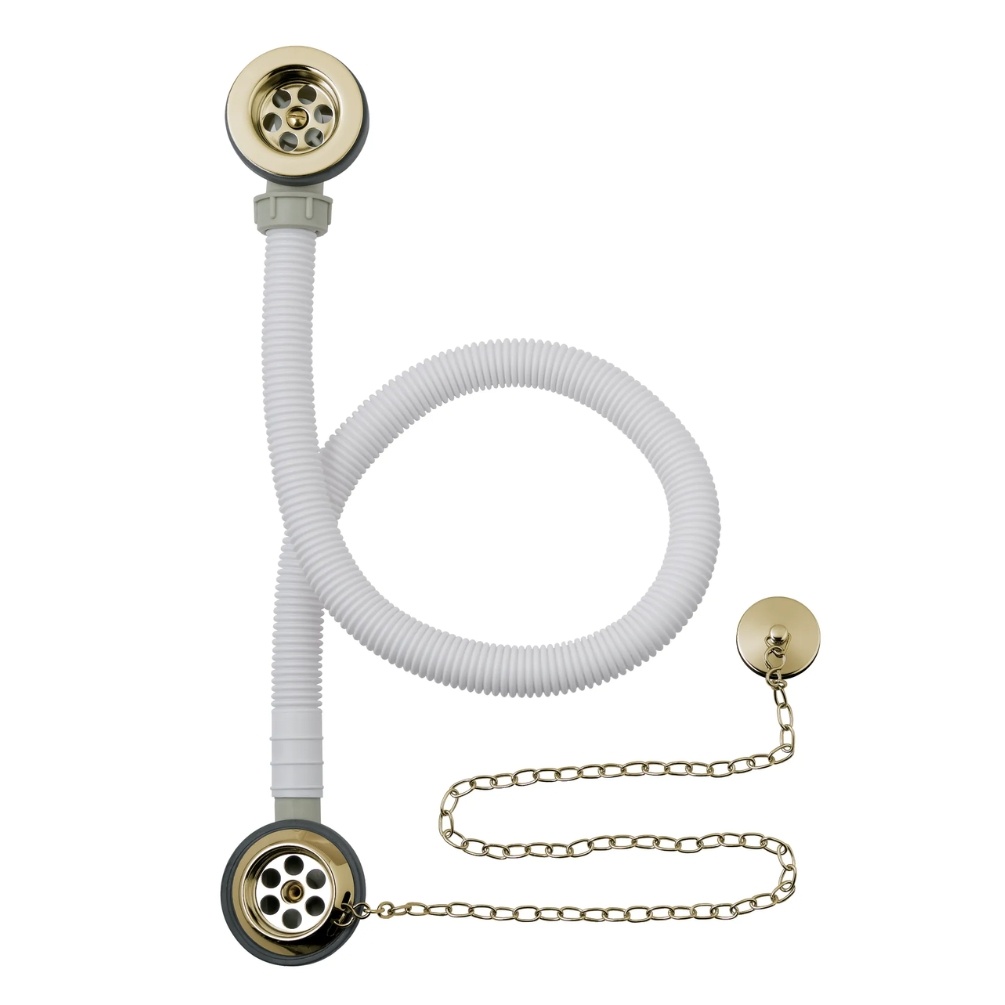 BC Designs Gold Concealed Plug & Chain Bath Waste Cut Out